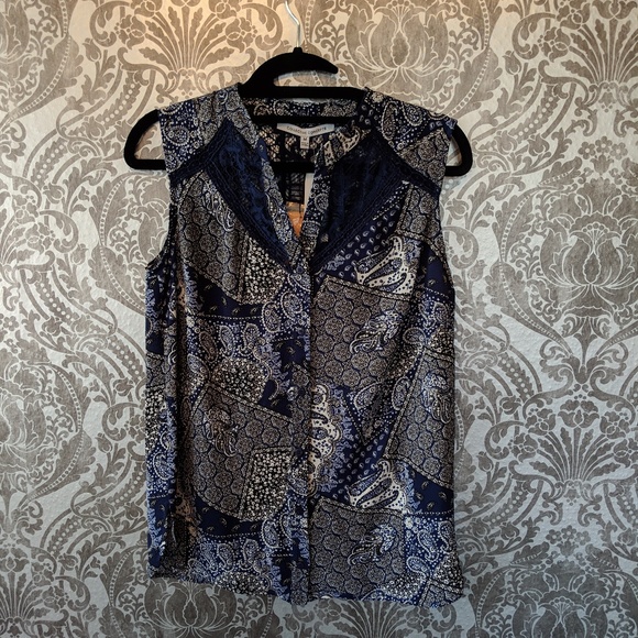 NWT Keke blue cap sleeve blouse - Picture 4 of 7